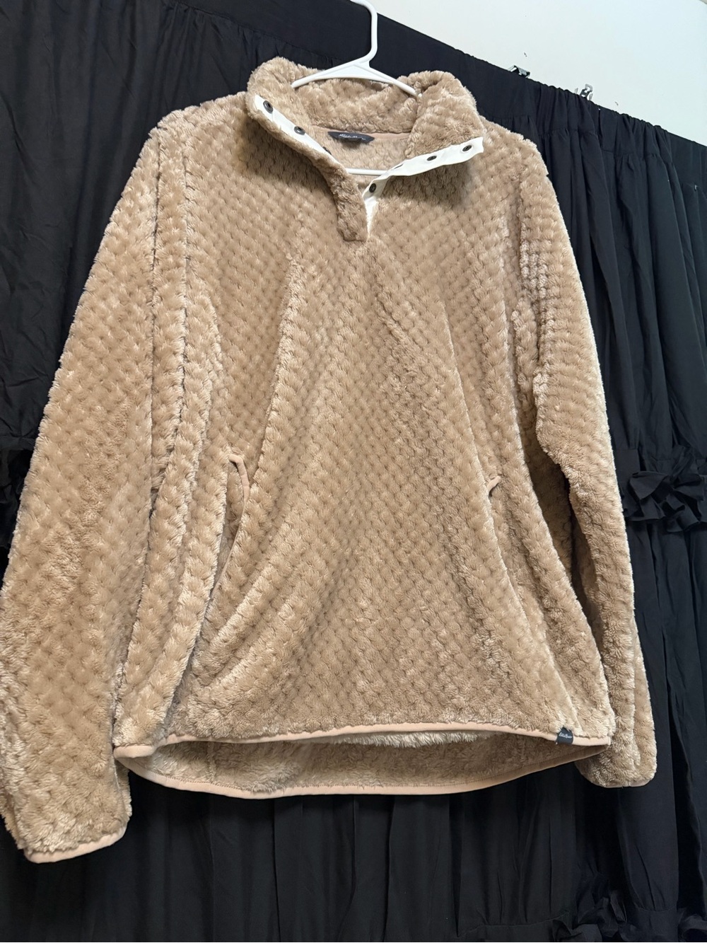 Eddie Bauer Tan Plush Quarter-Snap Pullover Fleece